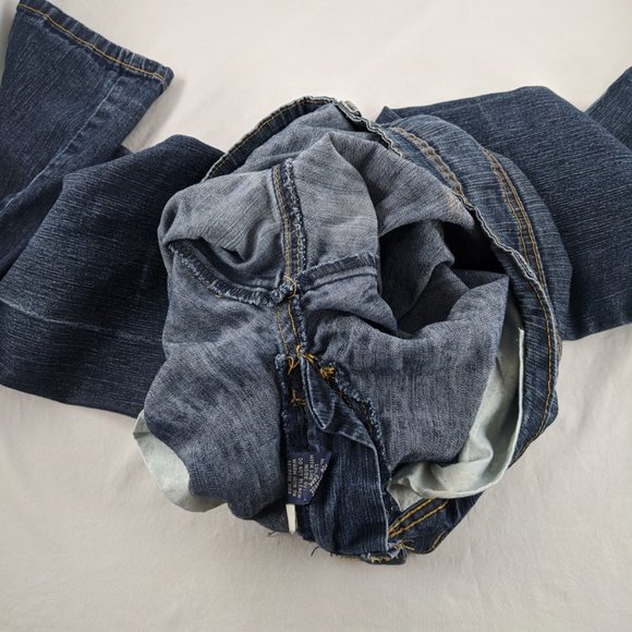 Angels Womens Zipper Fly Straight Leg Dark Wash Blue Jeans 7 - Picture 8 of 11